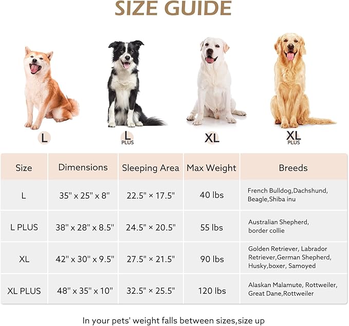JOEJOY Orthopedic Dog Bed Medium Sized Dogs, Extra Thick Supportive Big Dog Couch Bed with Sides, Ultra Soft Pet Bed Sofa, Beige, 35''x25''