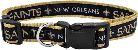 Pets First NFL New Orleans Saints Licensed PET COLLAR, Medium - Heavy-Duty, Strong, and Durable Dog Collar. Available in 31 Football Teams and 4 Sizes