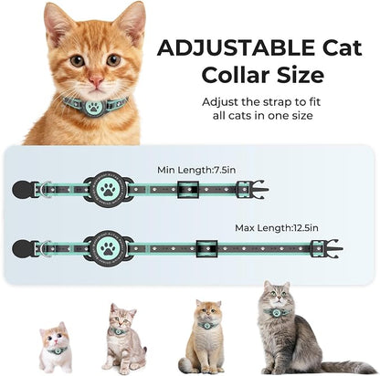 Cat GPS Collar, iOS & Android, Bluetooth, Green, Green-1P | Activity monitor, no monthly fee, works with Apple Find My & Google Find Hub, adjustable, fits cats and small dogs