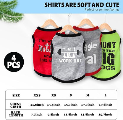 4 Pieces Dog Shirts Dog Clothes for Small Medium Dogs Boy Doggie Tshirt Outfits Puppy T-Shirt for Chihuahua Mini Dachshund French Bulldog (Medium)