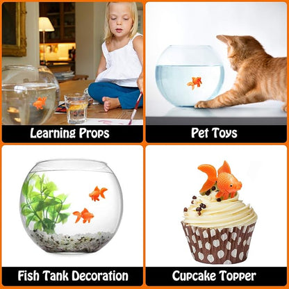 Sumind 30 Pieces Fake Goldfish Plastic Floating Artificial Aquarium Fish Realistic Moving Orange Goldfish Ornament Decorations for Aquarium Tank