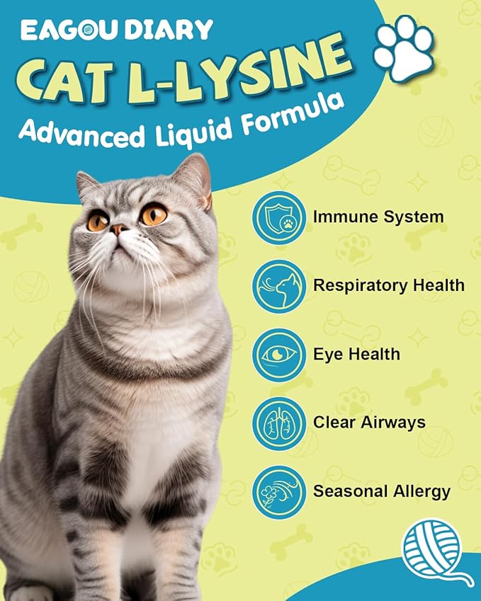 L-Lysine for Cats,Lysine Drops Immune Support Supplement,Sneezing,Cold,Allergy Relief,Runny Nose,Feline Respiratory,Natural Antibiotics for Cats with Colostrum,Taurine Cat(Roast Chicken Flavor/2floz)