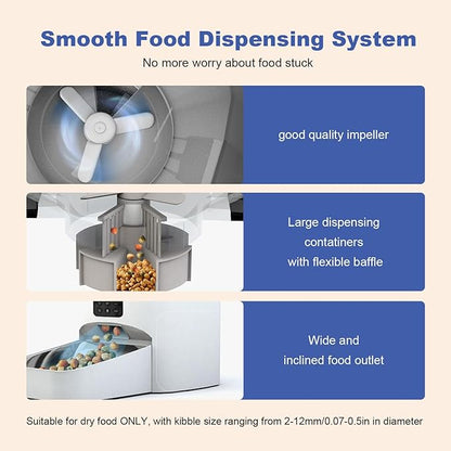Automatic Cat Feeder, 6L Cat Food Dispenser with 10s Voice Recorder, Pet Feeder up to 8 Meals per Day, Timed Feeder with Dry Food Sealed Ring (Grey)