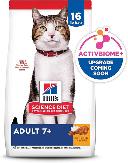 Hill's Science Diet Adult 7+ Dry Cat Food, Chicken, 16 lb. Bag