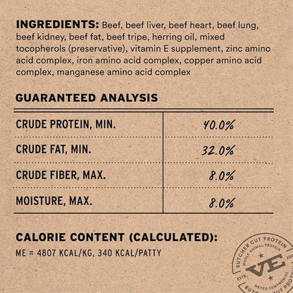 Vital Essentials Freeze Dried Dog Food, Raw Beef Patties | Complete Meal or Topper | High Protein, Grain Free Dry Dog Food | 30 oz Bag