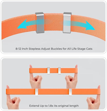 AirTag Cat Collar, Ultra Elastic Cat Tracker Collar (Orange) | Compatible with Apple Air Tag Holder, Lightweight, Scratch Resistant, Stepless Adjustable Pet Tracking Collars for Cat Kitten