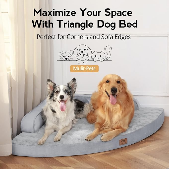 MEKIY Orthopedic Dog Bed for Extra Large Dogs - XXL Egg-Crate Memory Foam Dog Beds with Removable Washable Cover, Waterproof Pet Beds with Non-Slip Bottom, Grey