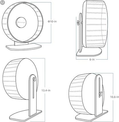 Niteangel Super-Silent Hamster Exercise Wheels: - Quiet Spinner Hamster Running Wheels with Adjustable Stand for Hamsters Gerbils Mice Or Other Small Animals (M, Brown)