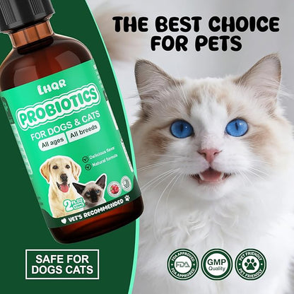 Liquid Probiotics for Dogs & Cats with Prebiotics & Digestive Enzymes - 3-in-1 Formula for Gut Digestive Health & Nutrient Absorption, Supplement Drops - 1.2 Billion CFU - 2 FL Oz