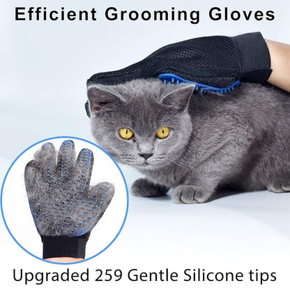 Cat Grooming Glove Brush, Pet Hair Remover Tool, 1 Pair Reusable Dog Hair Fur Remover for Carpet, Furniture, Couch, Clothes, Eco-Friendly and High efficiency (Blue) | Reusable Dog Hair Fur Remover for Carpet, Furniture, Couch, Clothes, Eco-Friendly and...