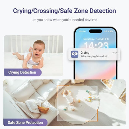 2K Baby Sleep Breathing Monitor Camera for Newborn & Crib Mount, 5G Wi-Fi, Nursery Night Light, Sensor-Free, Sound/Motion/Cry Tracking Notification, Night Vision, No Monthly Fee