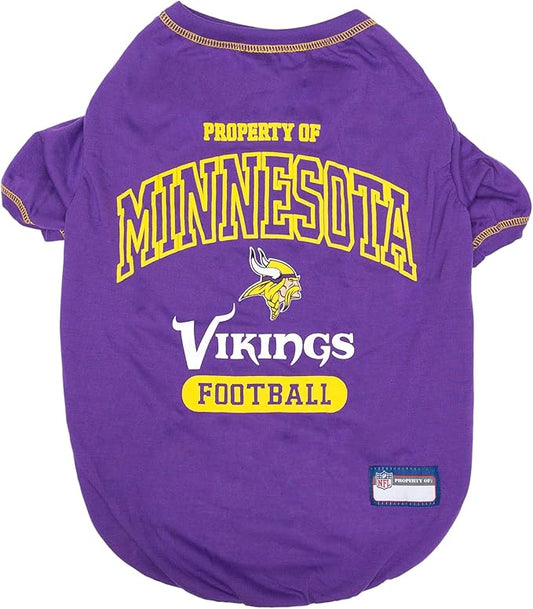 NFL Minnesota Vikings Dog T-Shirt for Pets, Size Small. Officially Licensed Pet Shirt with Team Logo, Soft Stretchable Comfort Fit Apparel for Dogs & Cats