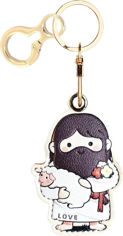 Leather Keychain Holder Case Compatible with AirTag,Cute Protective Cover with Keyring,Anti-Scratch Finder GPS Tracker Case for Wallet Keys,Bag,Pets,Backpack(E)