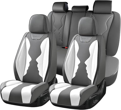 Coverado Car Seat Covers Full Set, Seat Covers for Cars, Front Seat Covers and Back Seat Cover Waterproof Leather Automotive Seat Cover, Universal Car Interior Protectors Cushion for Most Cars