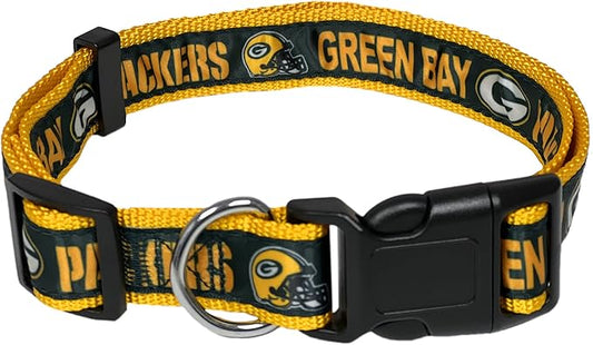 Pets First NFL Green Bay Packers Licensed PET COLLAR, Medium - Heavy-Duty, Strong, and Durable Dog Collar. Available in 31 Football Teams and 4 Sizes