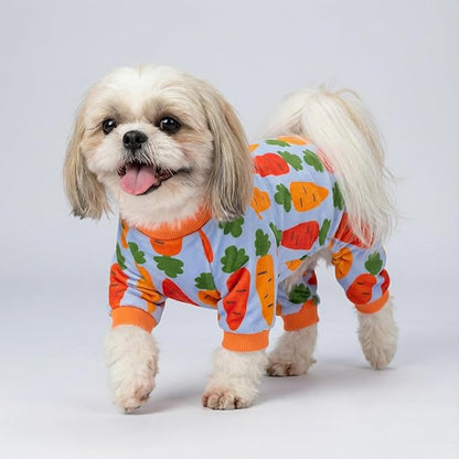 Fitwarm Carrot Dog Flecce Pajamas, Funny Easter Outfit for Small Dogs Boy Girl, Cute Pet Clothes, Blue, Orange, Red, Green, XXL