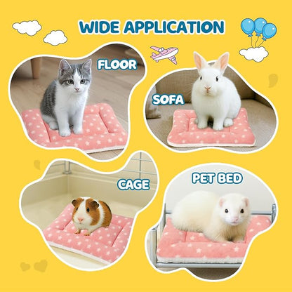 2 Pack Bunny Bed - 10 x 13 Inch Rabbit Pee Pads Bedding - Washable and Thickness Upgrade (Light Gray & Light Pink,M)