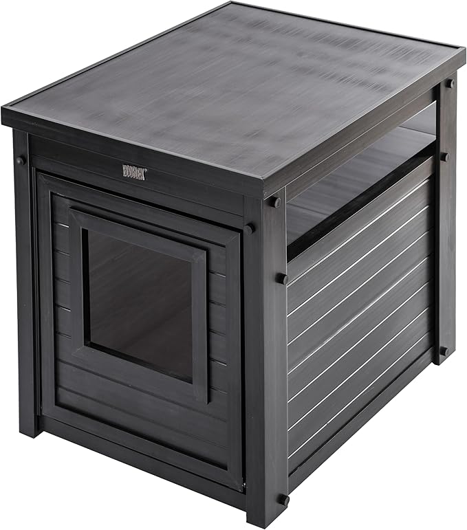 New Age Pet ECOFLEX Litter Loo Moisture and Odor Resistant Enclosure & End Table, No‑Tools Assembly, 10 Year Warranty, Espresso Black, Standard