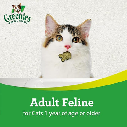 Greenies Cat Treats, Feline Veterinarian-Recommended Adult Natural Dental Treats, Catnip Flavor, 2.1 oz. Pouch