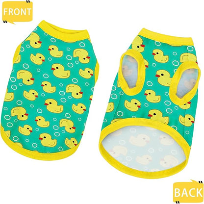 Adorable Yellow Duck Dog Shirt: Lightweight Polyester Cartoon Puppy Vest, Small Medium & Large Dog T-Shirt, Summer Pet Clothes, Cute Dog Apparel, Breathable Dog Tank Top Blue 4XL