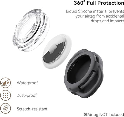 Waterproof AirTag Holder for Dog Collar, Soft Slide-On Dog AirTag Holder | Full-Body Protection, No-Dangle Fit, Ultra-Durable, Lightweight, Tool-Free Installation, Clear Cover, Fits Dog & Cat Collars
