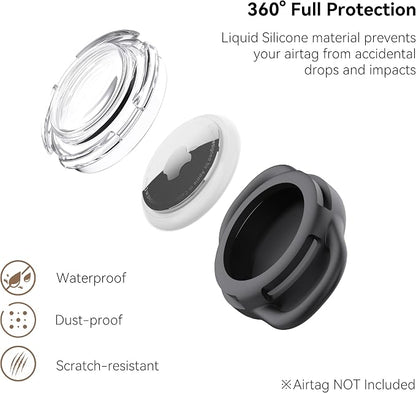 Waterproof AirTag Holder for Dog Collar, Soft Slide-On Dog AirTag Holder | Full-Body Protection, No-Dangle Fit, Ultra-Durable, Lightweight, Tool-Free Installation, Clear Cover, Fits Dog & Cat Collars