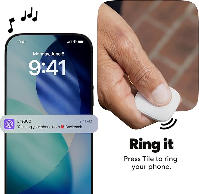 Life360 Tile - Bluetooth Tracker, Keys Finder and Item Locator for Keys, Bags and More. Phone Finder. Both iOS and Android Compatible. 1-Pack (White)