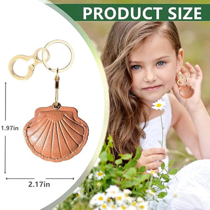 Leather Keychain Holder Case Compatible with AirTag,Cute Protective Bright Cover with Keyring,Anti-Scratch Finder GPS Tracker Case for Wallet Keys,Bag,Pets,Backpack(Brown)