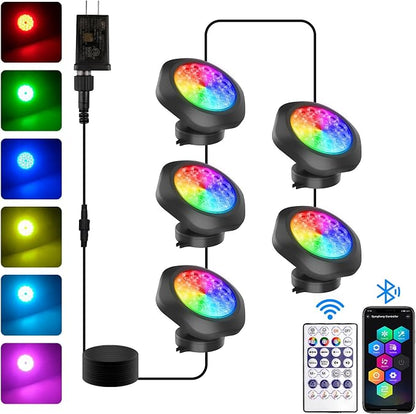 T-SUN Pond Lights LED Underwater 16M Colors with App and Remote 5 Pack | Dimmable,Timer,IP68 Waterproof Submersible Fountain Lights Led Underwater Pond Lights for Outdoor Pond Koi Aquarium Garden