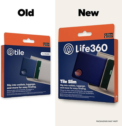 Life360 Tile Slim - Wallet Finder, Bluetooth Tracker and Item Locator for Luggage Tags, Passports and More. Both iOS and Android Compatible. Phone Finder. 1-Pack (Navy Blaze)