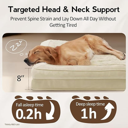 MEKIY Large Orthopedic Dog Bed with Sides XXXL Dog Beds with Removable Washable Cover Non-Slip Waterproof Pet Bed for Extra Large Dogs - Beige XXXL