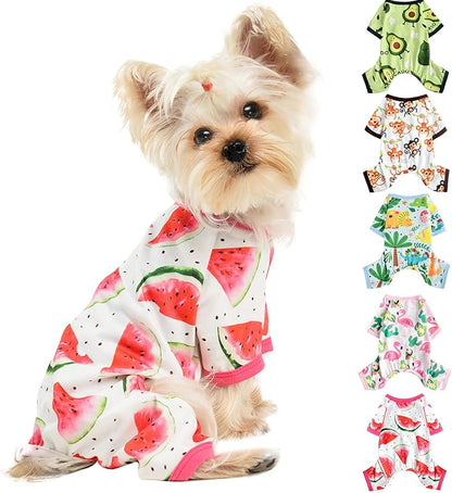 Dog Pajamas for Small Dogs Boy Girl, Dog Clothes Tiny Chihuahua Yorkie Spring Summer Shirt, Cute Puppy Outfit Pjs Jumpsuit Cat Onesie Apparel Pet Clothes