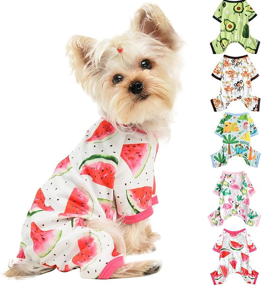 Dog Pajamas for Small Dogs Boy Girl, Dog Clothes Tiny Chihuahua Yorkie Spring Summer Shirt, Cute Puppy Outfit Pjs Jumpsuit Cat Onesie Apparel Pet Clothes