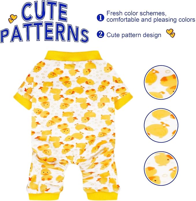 Paiaite Dog Pajamas Onesie: Comfortable Four-Legged Apparel for Small, Medium, & Large Dogs, Polyester Material for Comfort, Wrinkle Resistance, Moisture Wicking, Stretchiness Cartoon Duck 4XL