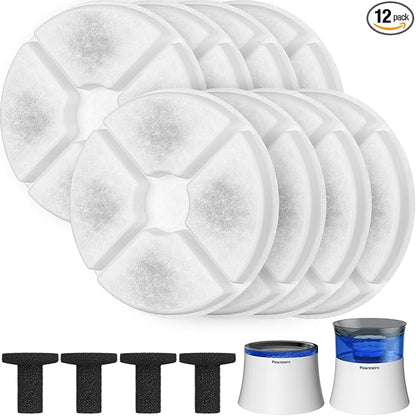 Pawtners Dog Water Fountain, 8 Replacement Filters for 10in/6.7in Fountain | Multiple Filtration, filter out hair, dust, debris and adsorb heavy metal ions, Suitable for Small Medium Large Dogs Cats Pet