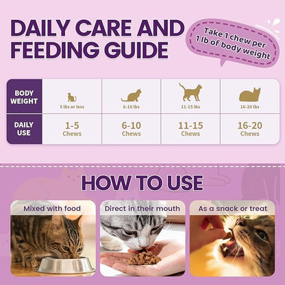 Cat Multivitamin with Fish Oil, 10 in 1 Taurine for Cats Vitamins Treats - 500 Crunchy & Creamy Chews Supports Energy, Bone, Joint, Skin & Coat Health - with Omega 3s, Biotin for All Breeds & Ages