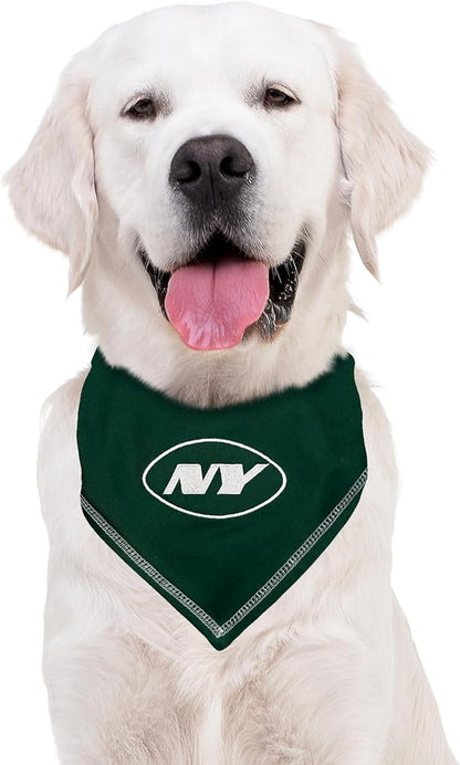 Pets First NFL New York Jets TIE Bandana, Size Large/X-Large. Dog Bandana Scarf Bib for Pet Cat Dog. The Ultimate Game-Day, Party Bandana