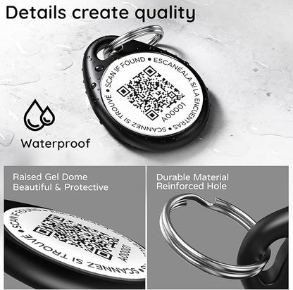 Dog Tags Personalized for Pets, Grand Canyon Pattern QR Code Dog Name Tags for Pet Collar, Online Profile, Scan Location Alerts, (Black Canyon)