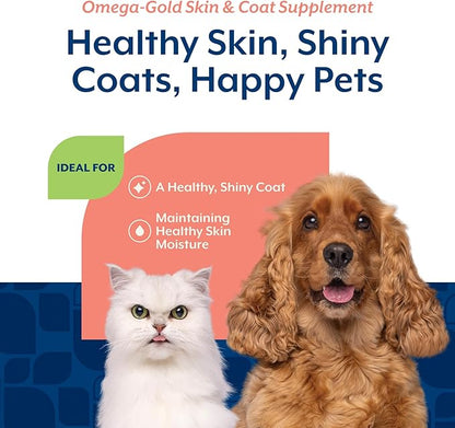 NaturVet – Omega-Gold Plus Salmon Oil | Supports Healthy Skin & Glossy Coat | Enhanced with DHA, EPA, Omega-3 & Omega-6 | for Dogs & Cats | 180 Soft Chews