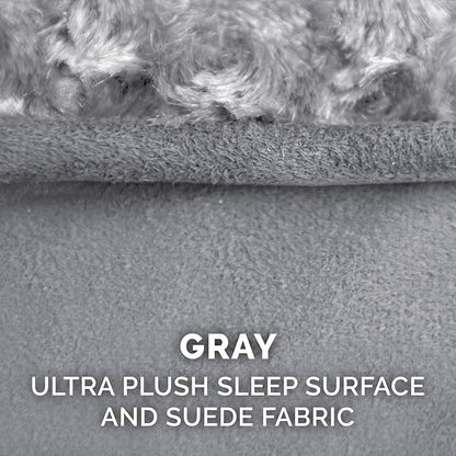 Furhaven Replacement Dog Bed Cover Ultra Plush Faux Fur & Suede Contour Luxe Lounger, Machine Washable - Gray, Jumbo (X-Large)