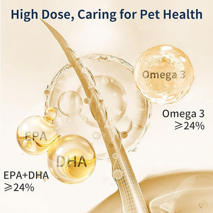 Omega 3 Fish Oil for Dogs, 80 Capsules, Rich in EPA and DHA, Improves Dry Skin, Dandruff, Itching, Reduce Shedding, Supports Cardiovascular and Joint Health, Suitable for Cats and Dogs (1 Bottle)