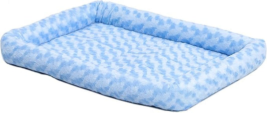 MidWest Homes for Pets QuietTime Fashion Dog Bed – Blue Faux Fur Bolster, Ultra-Soft and Machine Washable, Fits 36-Inch Crates and Carriers, for Medium to Large Breed Dogs