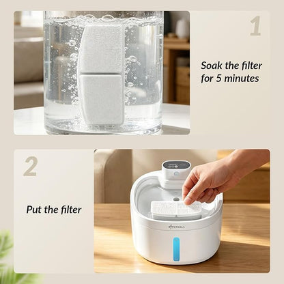 Cat Water Fountain Filter,8 Pack FP12PRO Cat Fountain Filter Replacement, 8 PCS Filters & 8 PCS Sponge Set for Cat Drinking Fountain,5 Layer Filters for Pet Fountain