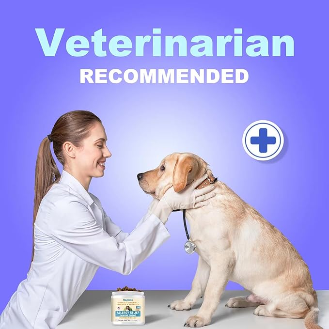 Dog Allergy Relief Chews, Itch Relief, Probiotics for Dogs, Omega-3 Fish Oil, Seasonal Allergy and Itchy Skin Treatment, Immune Support Supplement (120 Chews, Chicken)