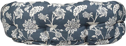 Fringe Studio INDIENNE Coastal Blue 29" W x 24" D x 9" H Medium Round Cuddler 100% Cotton Canvas Exterior, Machine Washable, PetShop Collection (215016)