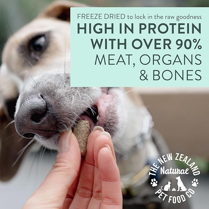 The New Zealand Natural Pet Food Co. WOOF Freeze Dried Dog Food - Beef Recipe, High Protein, Use as a Complete Diet, Dog Food Topper, Mixer, or as Dog Treats, All Life Stages, 9.9 oz