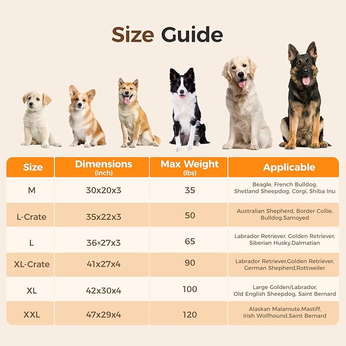 Orthopedic Dog Bed for XXL Jumbo Dog, Waterproof Pet Bed,Non-Slip Bottom and Egg-Crate Foam with Removable Washable Cover Crate Bed,Cream,47"x29"x4"