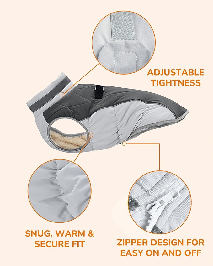Dog Winter Coat for Small Dogs, Adjustable Puppy Warm Jackets in Cold Weather, Reflective Pet Fleece Vest with External Attachment Points, Zippered Cold-Weather Dog Winter Clothes, S Black