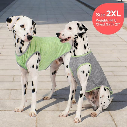 KYEESE 2Pack Dog Shirt, Lightweight Sun Protection Sleeveless Dog T Shirts for Large Dogs, Breathable Pet Reflective Tank Top Summer Dogs Clothes for Outdoor Walking, Green+Grey, 3XL