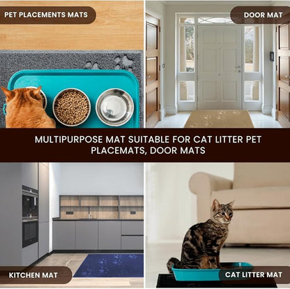Andalus Small Cat Litter Mat, Pack of 1 - Waterproof, Non-Slip & Easy to Clean Cat Litter Box Mat for Extra Efficient Pet Litter-Trapping, Brown (15.75” X 11.75”)
